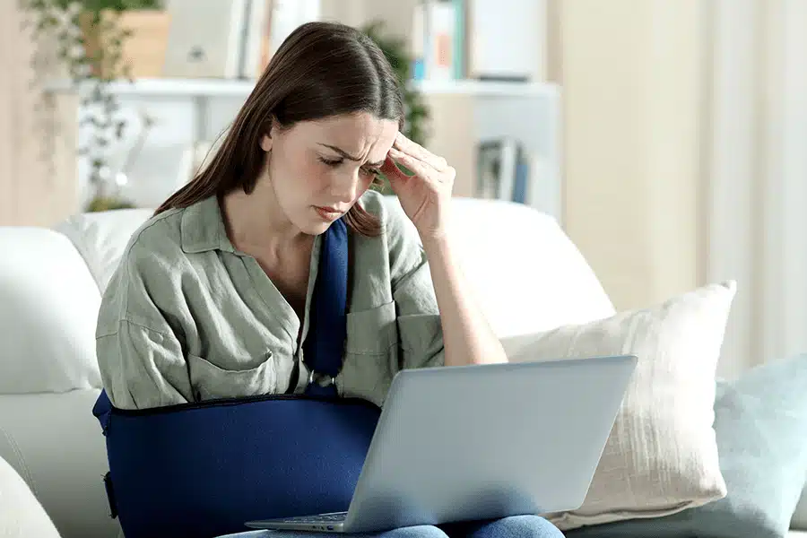 An injured young woman struggles with the stress of filing her claim alone.