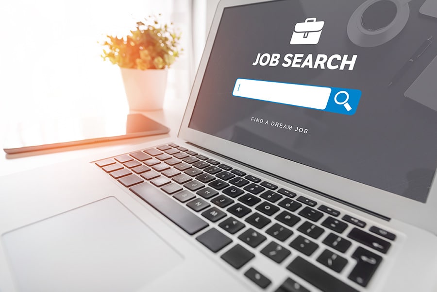 Job search application on laptop