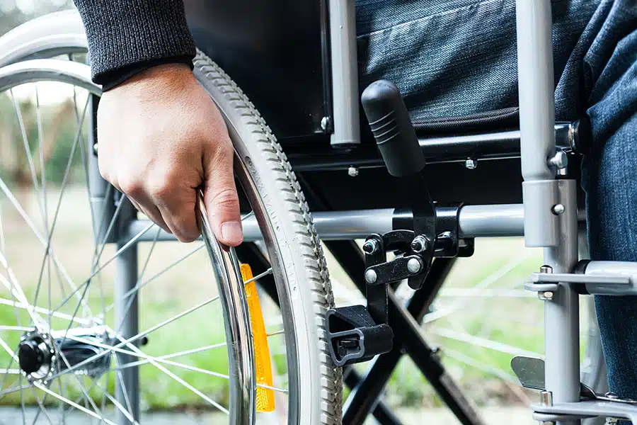 man in a wheelchair close up