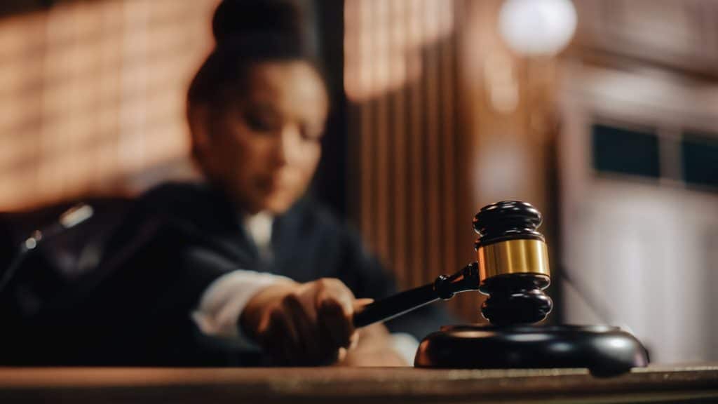 Judge slams wooden gavel