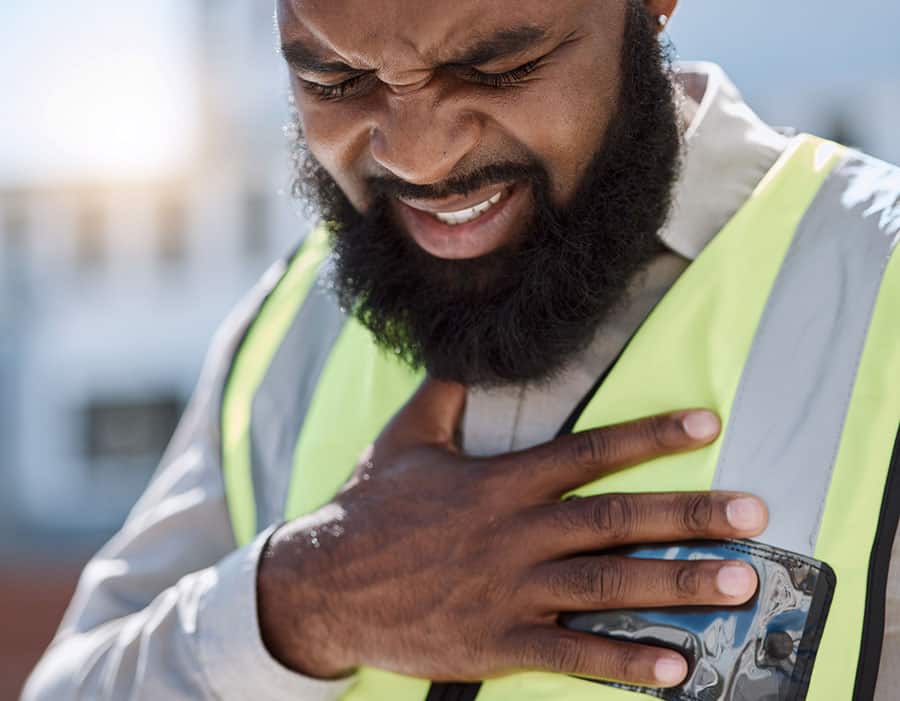 construction worker with a heart attack on site